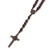Pendentif Crucifix Vintage Collier Tressé Perles en Bois Chaînes de Pull pour Femmes