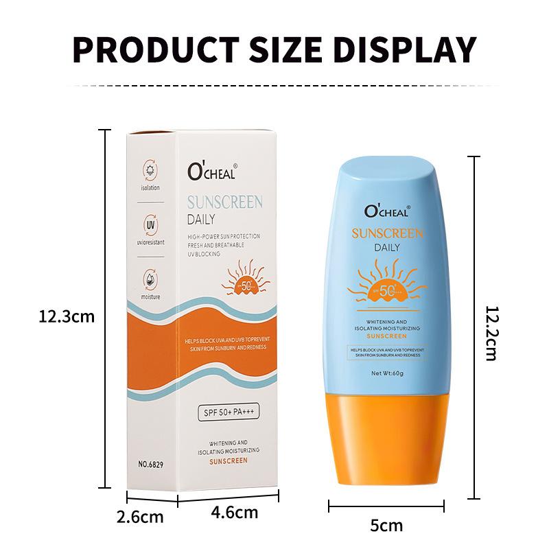 O'CHEAL Sunscreen Cream SPF50+ Moisturizing Oil-Free Thai Yellow Cap Face Lotion for Men Women