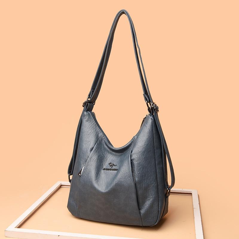 Vintage Large Capacity Crossbody Bag, Trendy and Versatile PU Soft Leather Multifunctional Backpack, Women's Casual Shoulder Bag