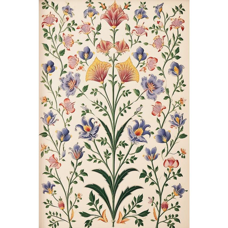 Indian Folk Art Tree of Life Vintage Lotus Persian Floral Pattern Poster and Print Canvas Painting Wall Pictures Home Room Decor