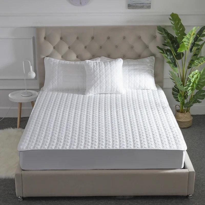 Multi-size 5 Sides Protection Mattress Cover Washable Embossed Cotton Quilted Mattress Protector Soft Anti-mite Mattress Topper