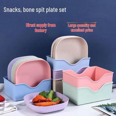 Piatto creativo giapponese per sputare le ossa: Piatto di Plastica Carino con Base per Snack e Conservazione