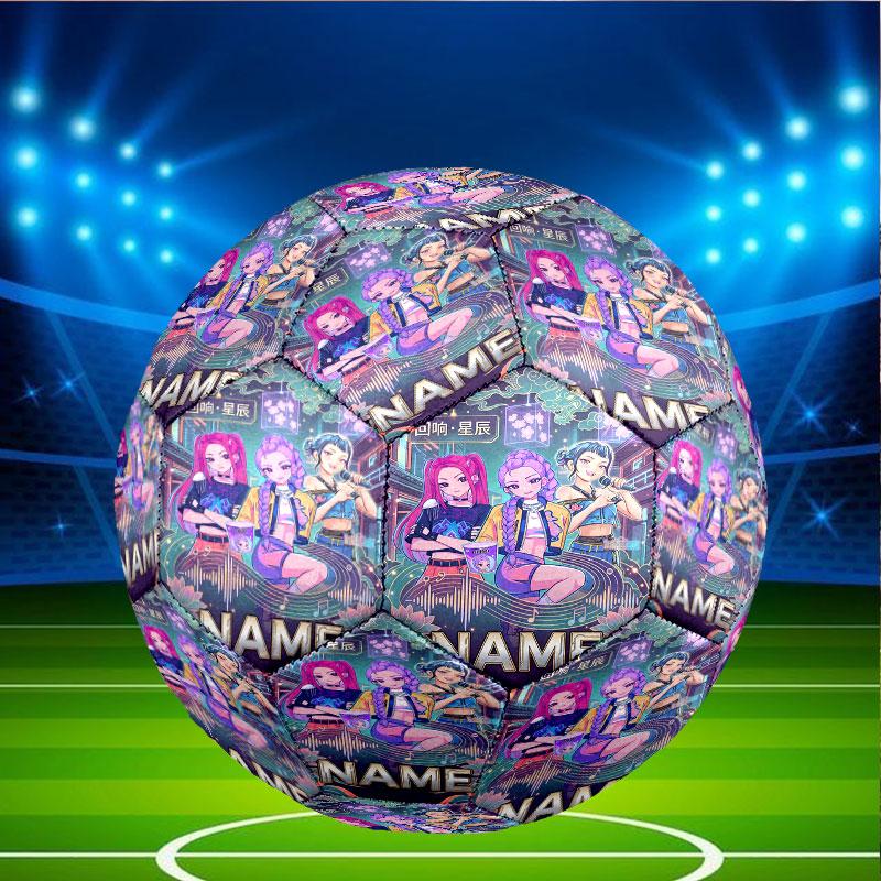 Custom Name Personalized Kpop Demon Hunter Print Size 5 Soccer Ball Training & Match Football, for Team, Kicking, Gift for Football Enthusiasts