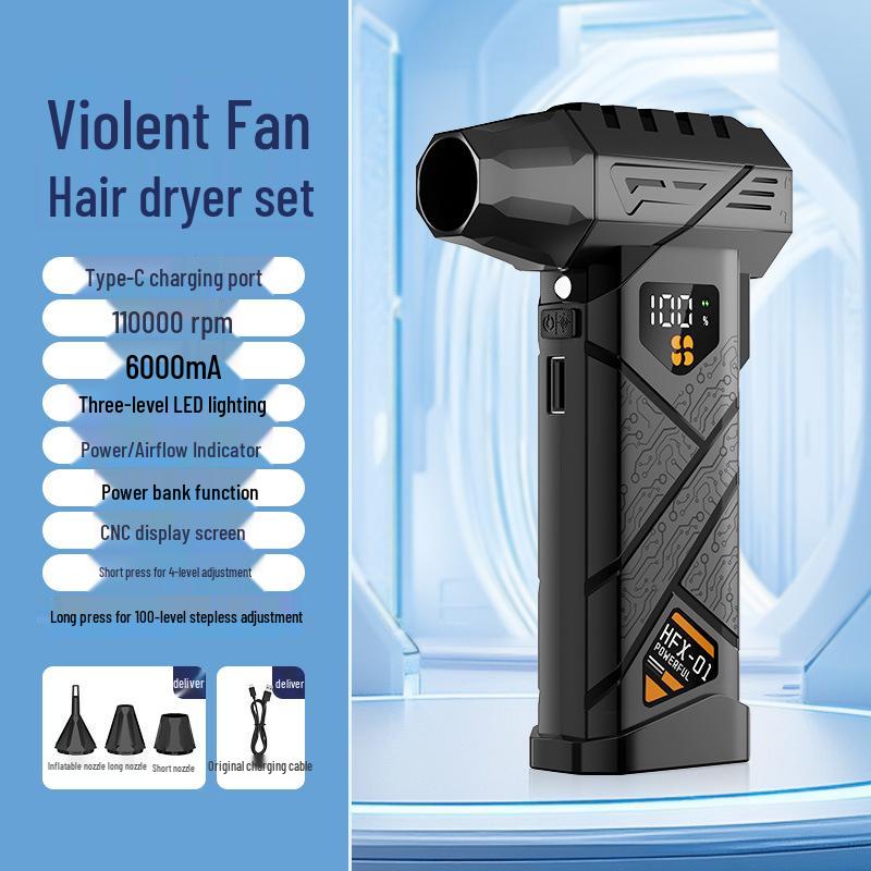 High-Speed 130,000 RPM Wireless Turbine Fan with Brushless Motor - Powerful Mini Dust Blower