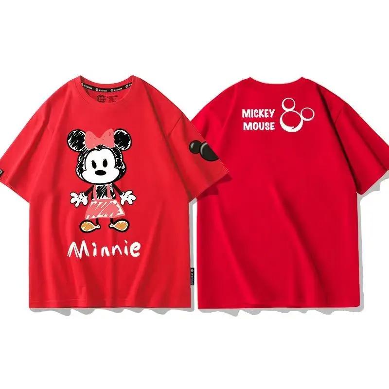 Disney Oboustranné Kreslené Tričko Mickey Mouse Unisex Oversized Streetwear Ležérní Krátký Rukáv Pohodlné Slavná Trička