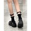 Lace-Trimmed Black Bow Lolita Mid-Calf Slouch Socks