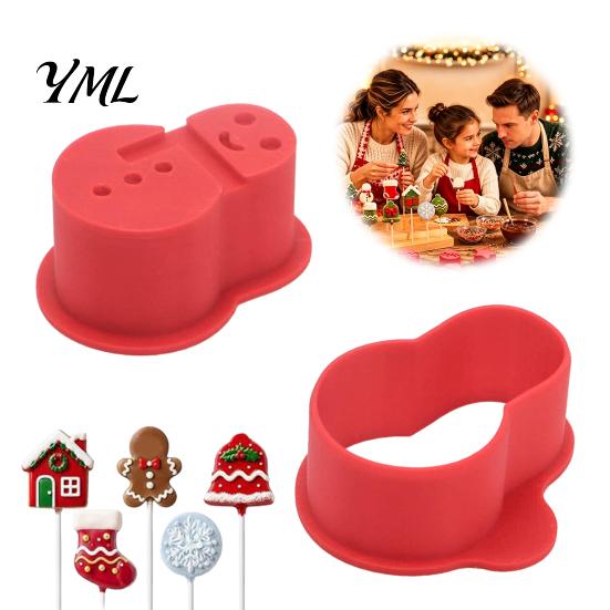 DIY Lollipop Cake Making Kit 10 Pairs Christmas Cookie Cutter Set, Biscuit Stamp Mold with Pop Sticks, Gingerbread Tree Man House Kit, Festive