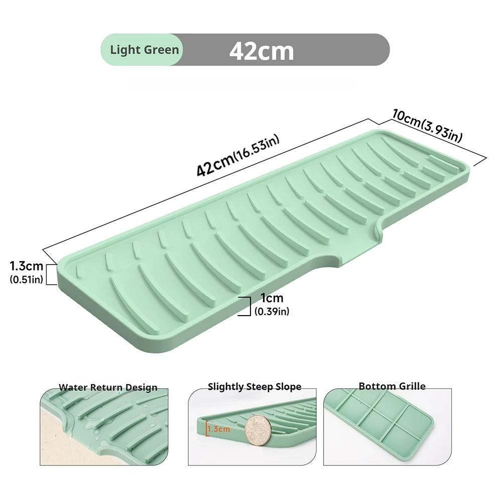 

Cutlery mats, non-slip mats, sink trays, kitchenware protective mats, sink drain mats 42x10 cm зелёный