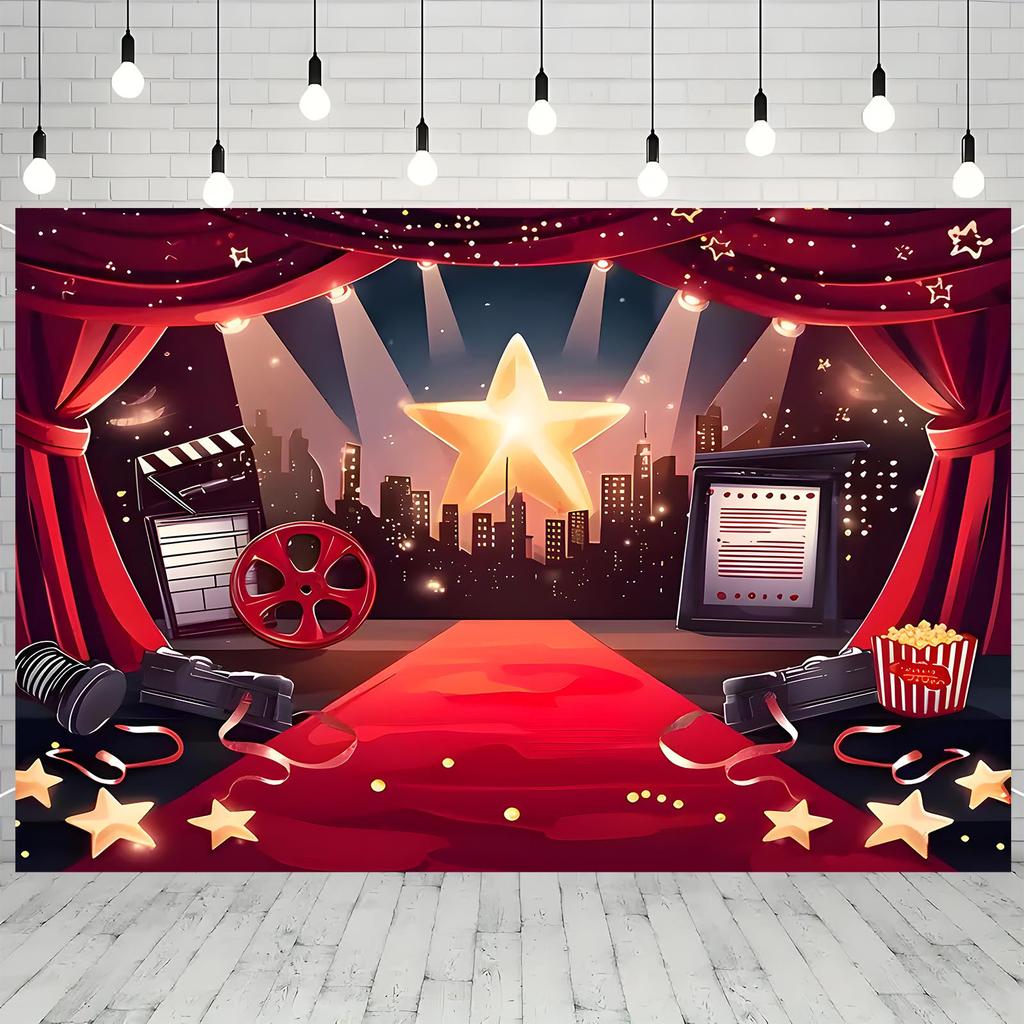 Hollywood Grand Red Carpet Maxi Tło, Łatwy do Zawieszenia Baner Fotograficzny, Upamiętnienie Urodzin i Rocznicy