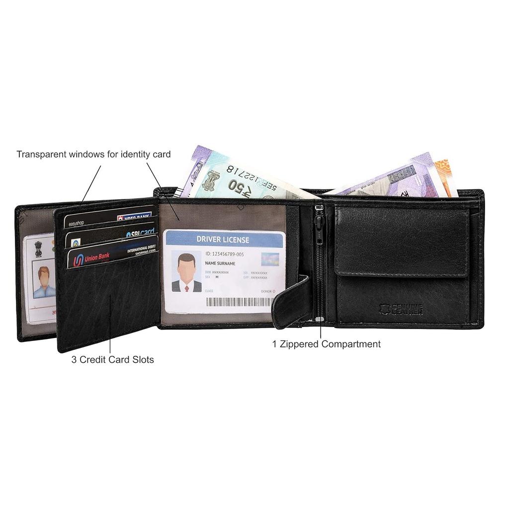 Oliver Aniline Svart Läderplånbok för män