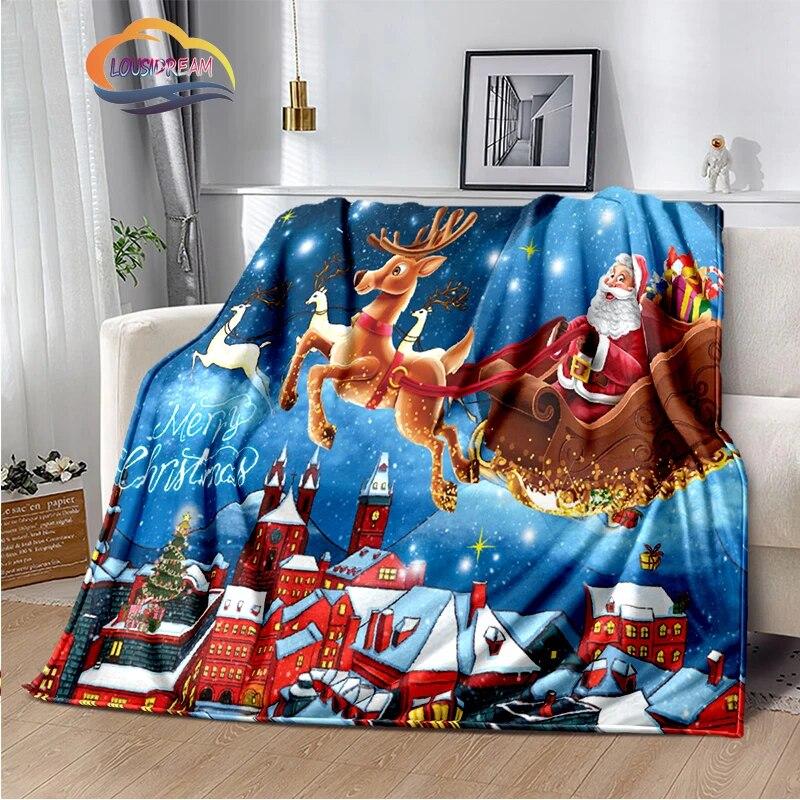 Frohe Weihnachten Serie Santa Decke Flanell Wärme Weiche Plüsch Sofa Bett Werfen