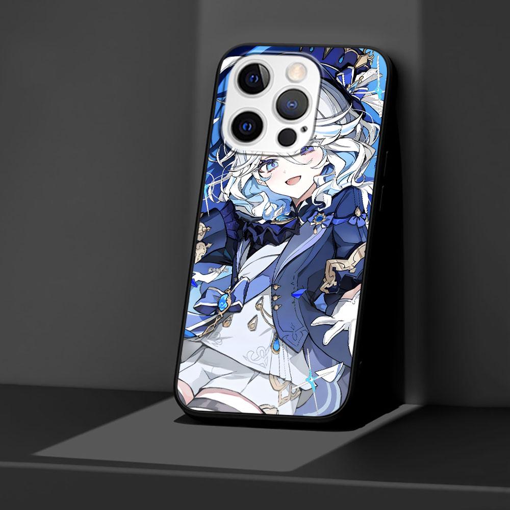 Genshin Impact Furina Case for Apple iPhone 14 11 7 SE 2020 8 X XS 13 12 Mini XR 15 Pro Max Silicone Black Soft Phone Cover