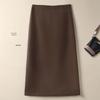 Woodpecker Women's High Waist Midi Wool Skirt with Slit – Slimming Rich Girl Autumn Style (2025)
