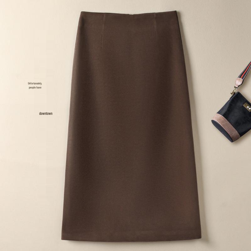 

Юбка миди женская шерстяная с разрезом, с высокой посадкой – Осенний стиль богатой девушки, стройнящая (2025) M