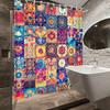 1pc Polyester Mandala Shower Curtain - Floral & Geometric Patterns, Vibrant Colors, Woven Arts Theme, Modern Traditional Style