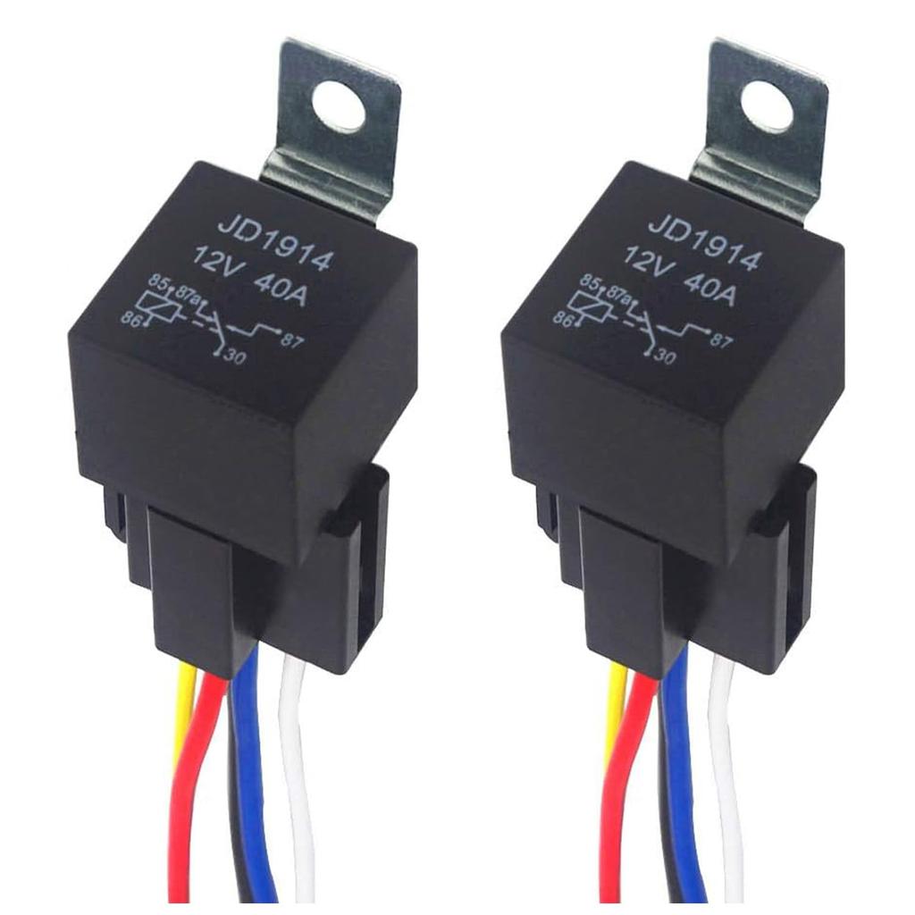 SensaBliss Relay 5 Wire (5 Poles) DC12V 40A Car Specific 2-Piece Set for Car