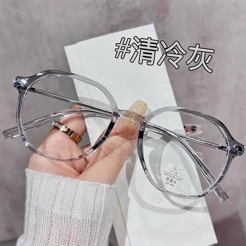 

Unisex Trendy Anti-blue Light Radiation Glasses for Women Man Polygonal Metal Thin Full Frame Flat Lens Eyeglass for Students сірий