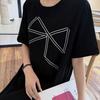 2026 Korean High-end Printed T-shirt Skirt Women's Summer Plus Long Over-knee Loose and Thin Lazy Dress Long Dress