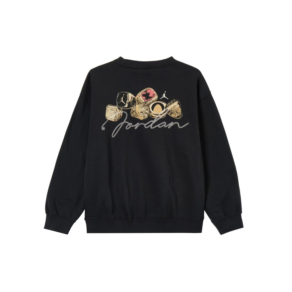 Jordan Brooklyn Fleece Lined Knitted Fabric Crew Neck Sports Long Sleeved Sweatshirt Women's Black/Sail White HJ0206-010