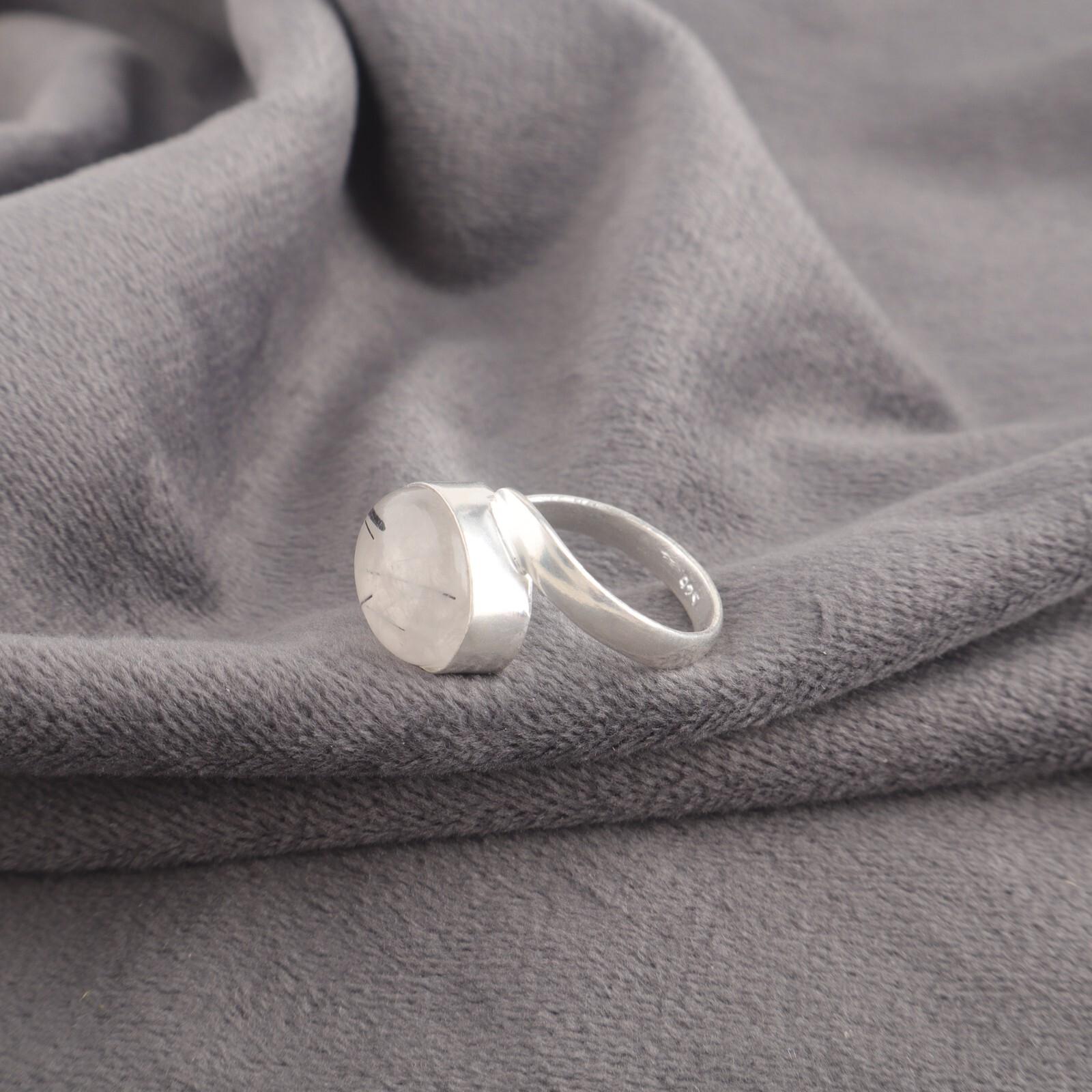 

Кольцо с натуральным черным рутиловым камнем, серебро 925 пробы с клеймом, украшения ручной работы для женщин RR-53-22 13