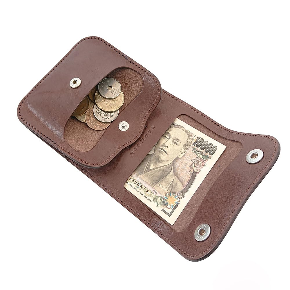 REDMOON Red Moon Trifold Wallet for Men, Leathercraft Brand, Genuine Leather, Made in Japan, TMW-CC (SBK (Black))