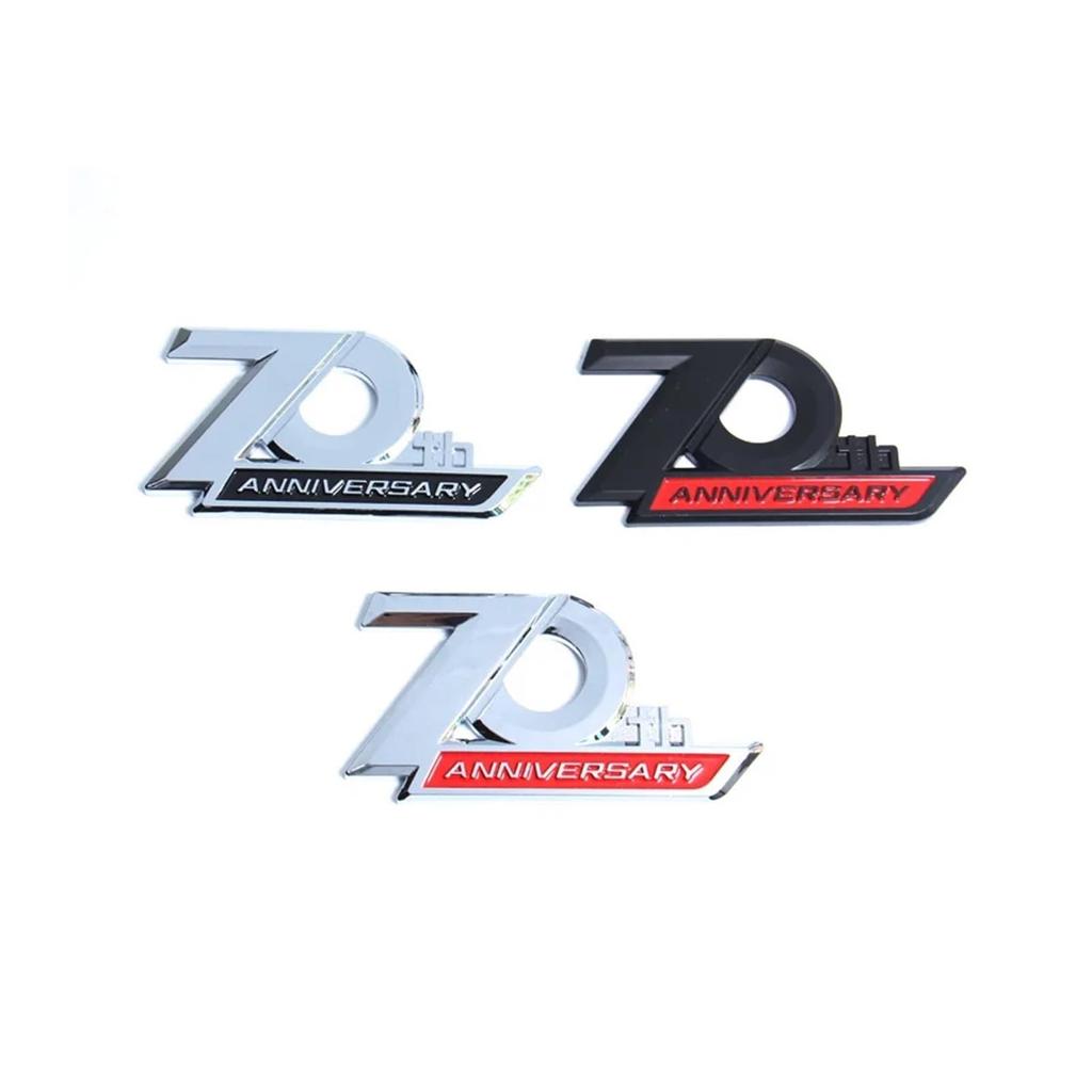 3D ABS Logo 70. Jubiläumsemblem Auto Seitenemblem 70. Jubiläum Aufkleber Zubehör (Kurz Chrom Rot)