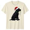 Black Labrador Dog Christmas Holidays Unisexs Unisexs Graphic Tee Santa Hat Lights