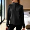 Women's Casual Fashion German Velvet Warm Solid Color Half Zip Stand Collar Long Sleeve Top