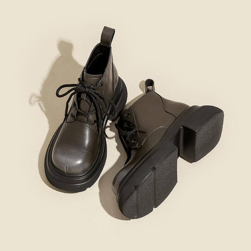 Small Brown Martin Boots Women's 2025 Autumn and Winter New Retro British Style Explosion Heightened Thick-soled Thin Short Boots