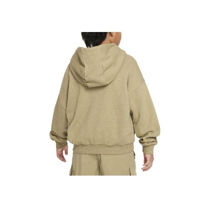Nike Icon Fleece Solid Color Loose Fit Sports Hoodie Kids Hoodies Khaki FJ6027-276