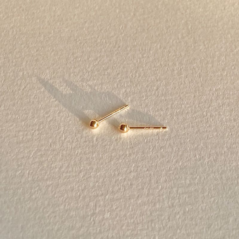 Taupe 14k gold basic gold ball - daily ball earrings