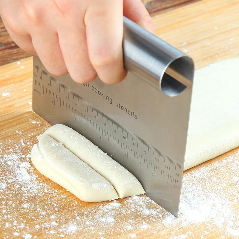 Stainless Steel Faceted Knife with Dough Blade and Scraper