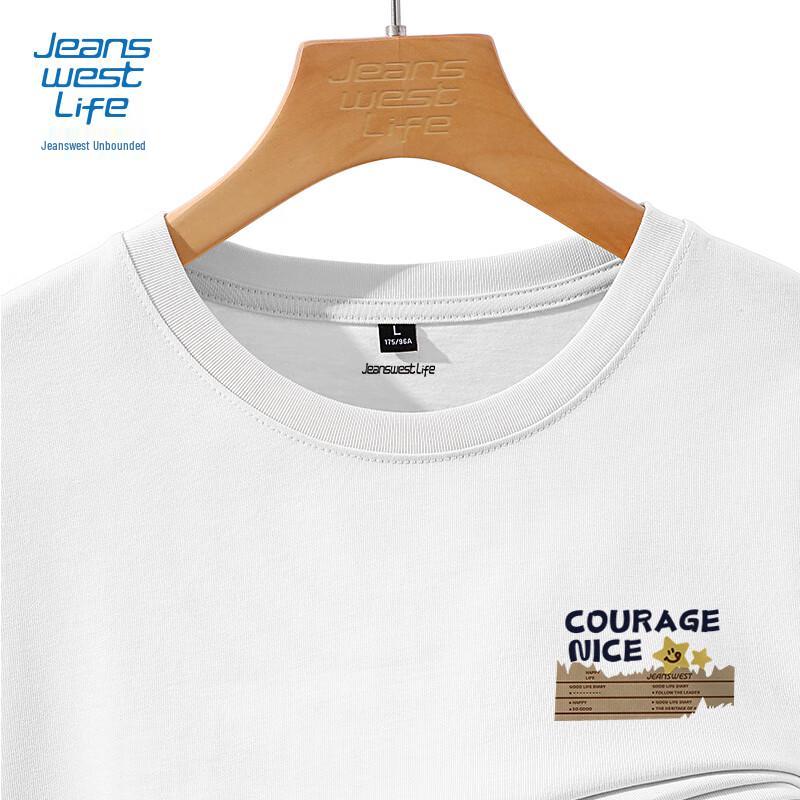JEANSWEST LIFE Men's Heavyweight Pure Cotton Long Sleeve Printed T-Shirt
