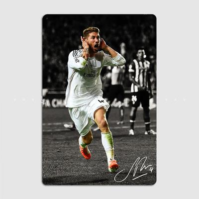 Sergio Ramos Calciatore Cartello Metallico Poster Stadio di Calcio Garage Club Bar Vintage Decorazione Murale Stanza Arredamento Casa
