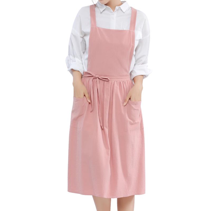 

Хлопково-льняной фартук с завязками - Кухонный фартук-жилет в японском стиле