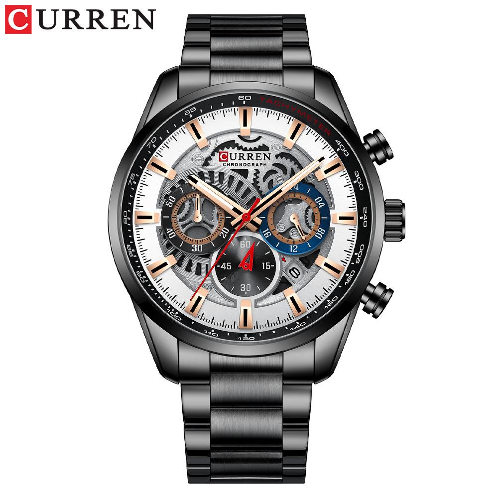 Curren 8391 Men's Sports Casual Quartz Watch with Steel Band and Calendar