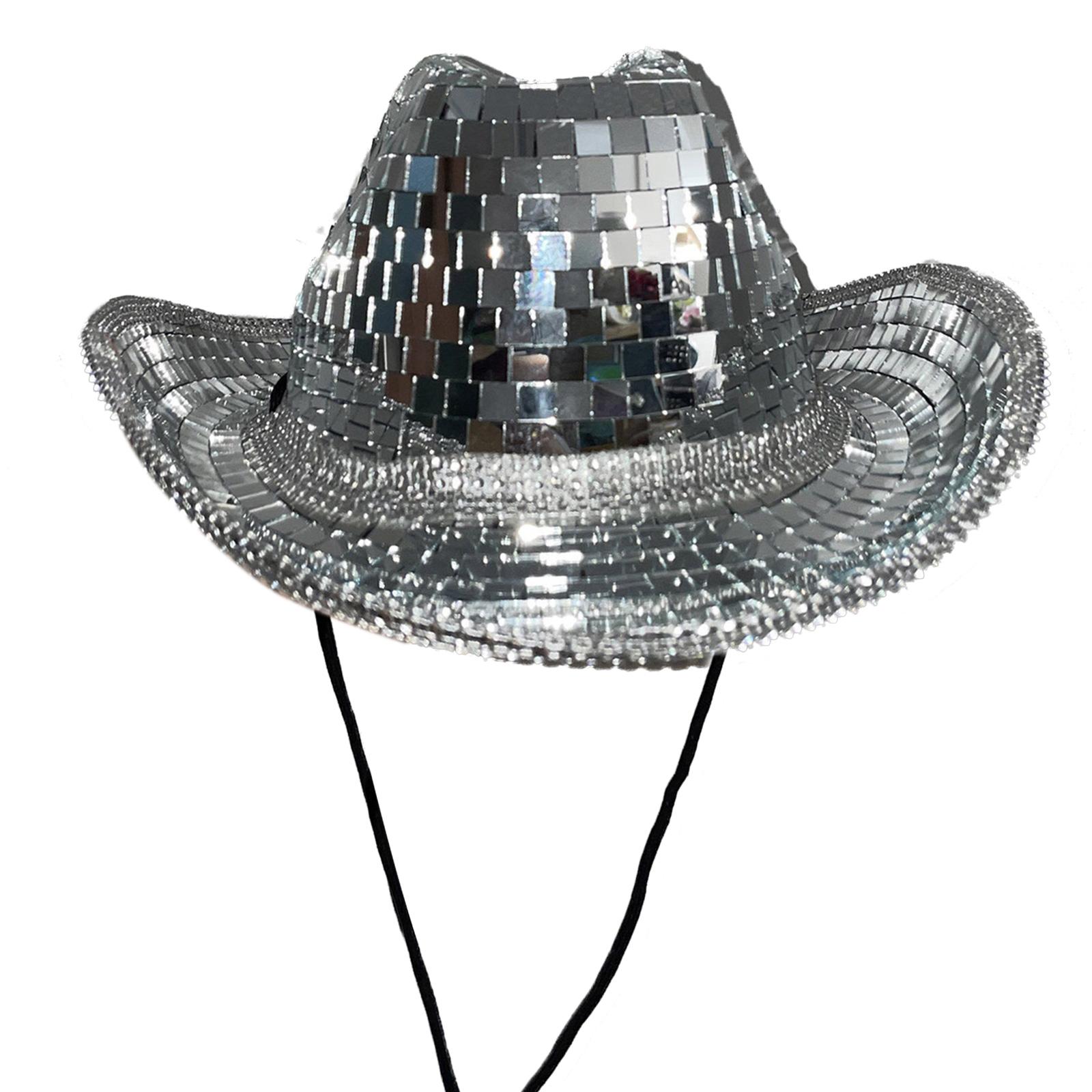 

New Year Gift Disco Ball Cowboy Hat Multipurpose Head Cap Ornament Household Supplies for Children Girl Birthday Holiday 1 серебряный