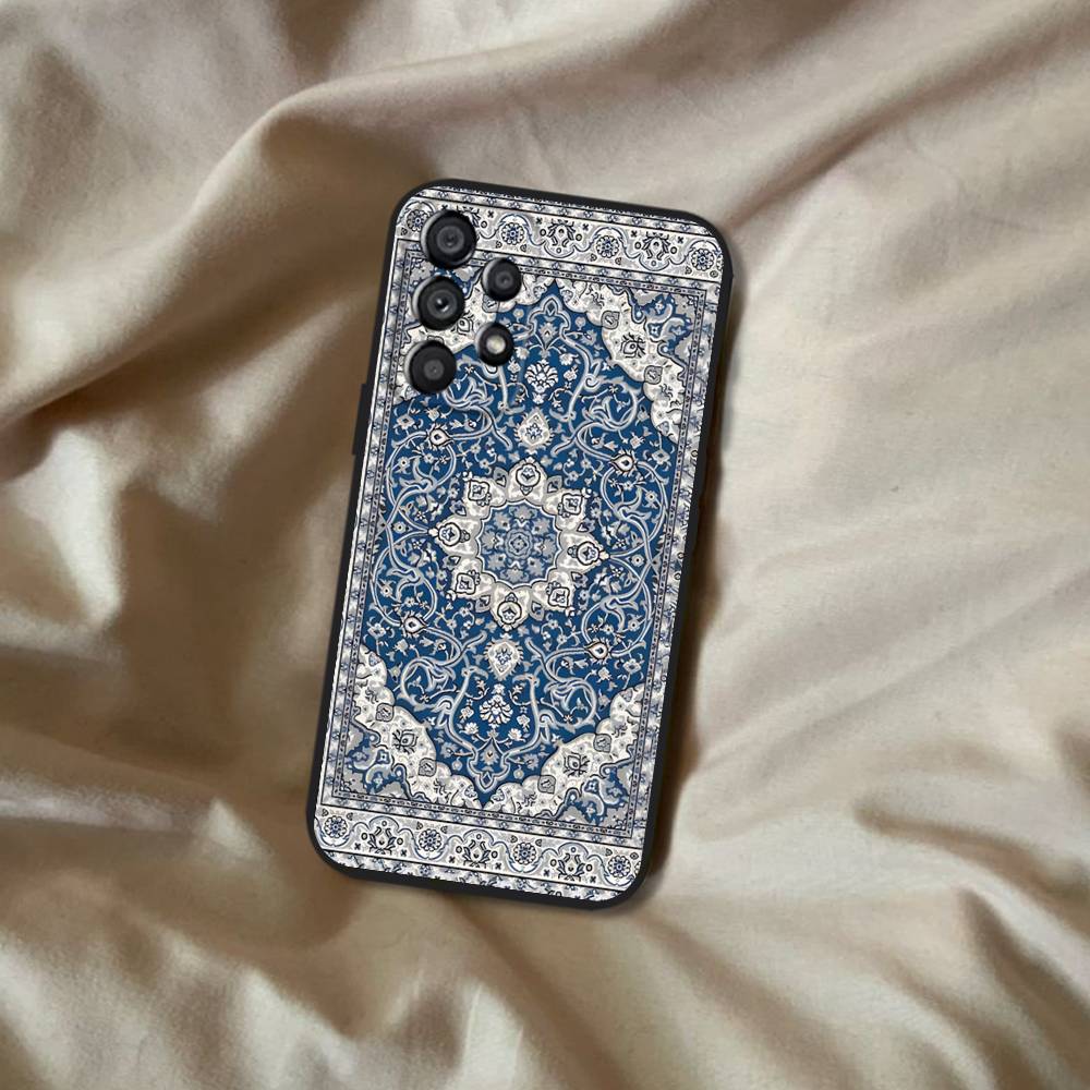 Persian Carpet Floral Pattern Phone Case For Samsung Galaxy A20,A21s,A22,A31,A32,A52,A53,A72,73,A80 Soft Black Cover