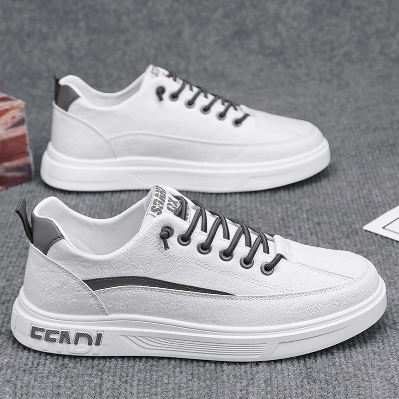 

Spring men s shoes new little white shoes men s casual sports board shoes student teenager leather trendy shoes 44