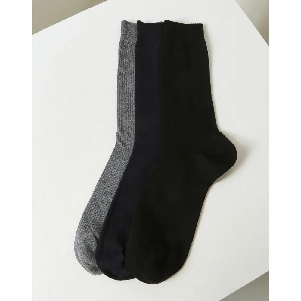 [26FW] White Logo Embroidered Cotton Blend Long Socks 3-Piece Set HISS6F503WT