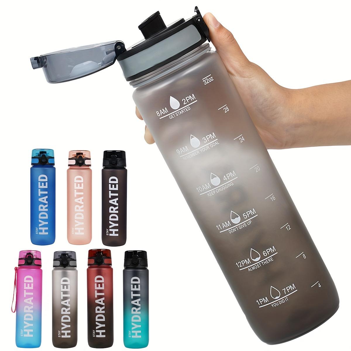 

32oz Motivational Water Bottle with Time Markers Leakproof BPA-Free Water Jug Flip Top Large Capacity Hydration Bottle Gym Sport 1000ml
