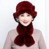 Rex Rabbit Hair Hat Children's New Mother Hat Winter Warm Korean Version Grandma Hat Scarf Middle and Old Age Hat Scarf
