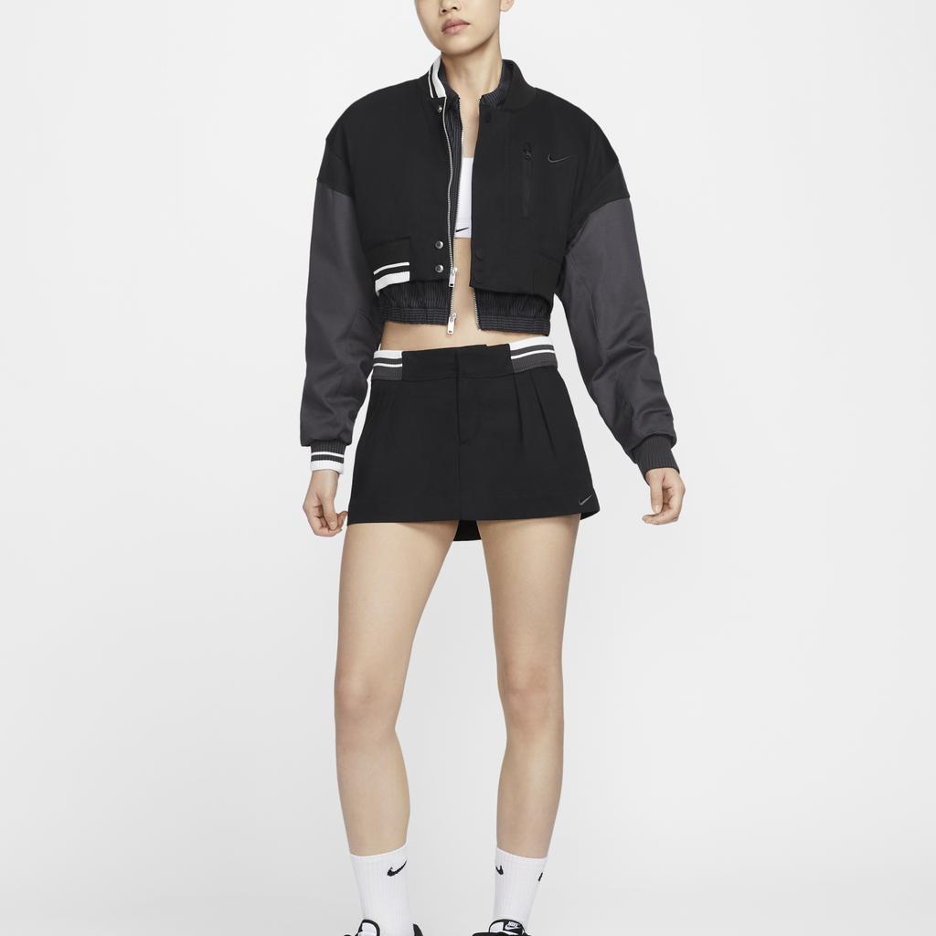 Nike Sportswear Destroyer Short Casual Color Block Langarmjacke Damen Jacken Schwarz Anthrazit FN2315-010
