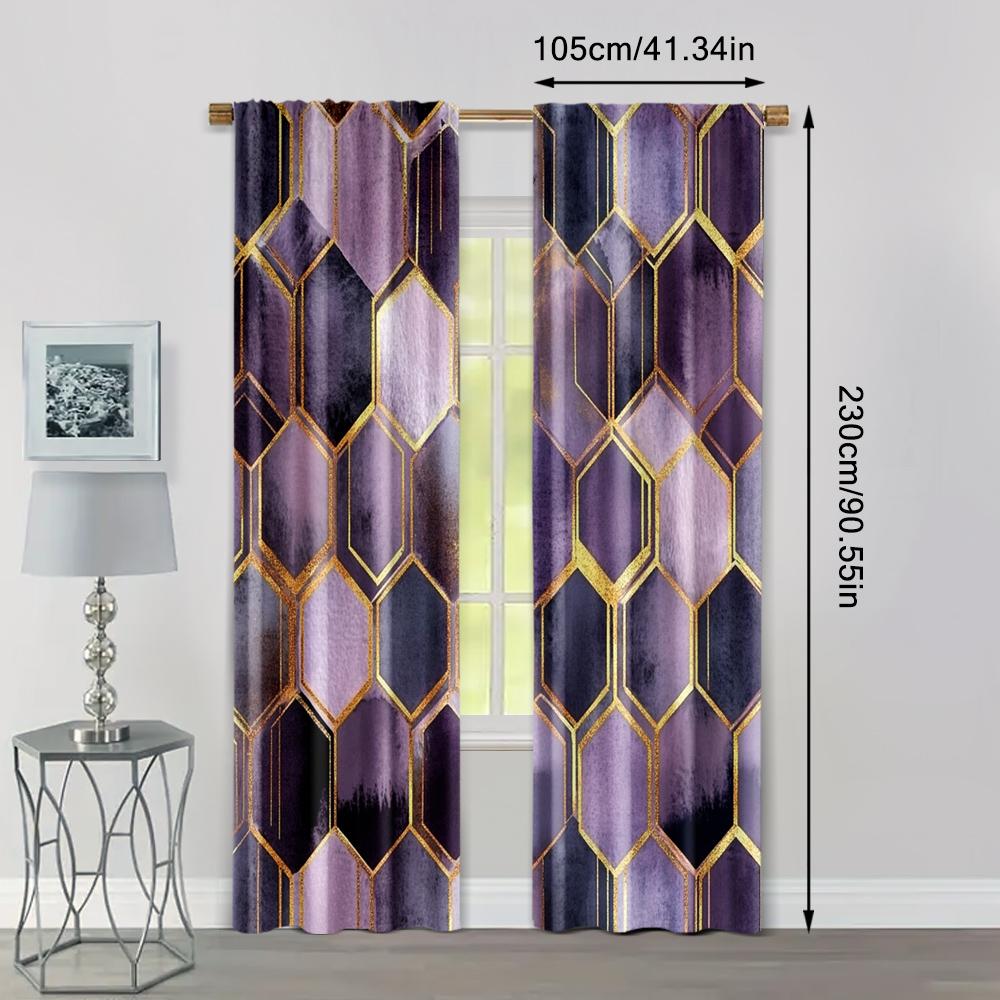 2pcs   Curtains&Window Treatment  print Vintage Light Filtering Curtain Panels With Rose Colorful Geometric Polyester Woven