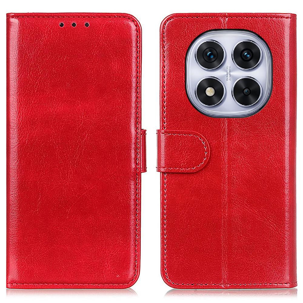 

For Xiaomi Redmi Note 14 Pro 5G/Poco X7 5G Case Crazy Horse Texture PU Leather Phone Stand Cover Red