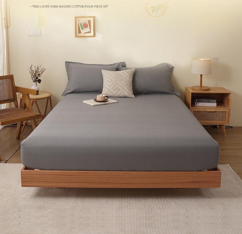 

1 шт. однотонная потертая односпальная простыня для кровати, удобная, приятная для кожи, простыня для защиты от пыли, постельное белье 180cmx200cm серый