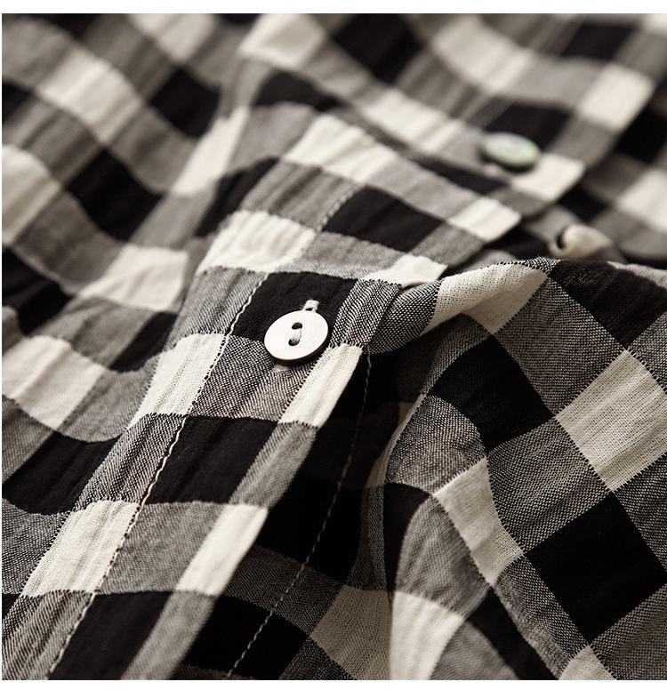 Plaid Patchwork Round Neck Dress - Casual Loose Fit, Japanese Style for Women, Spring/Summer