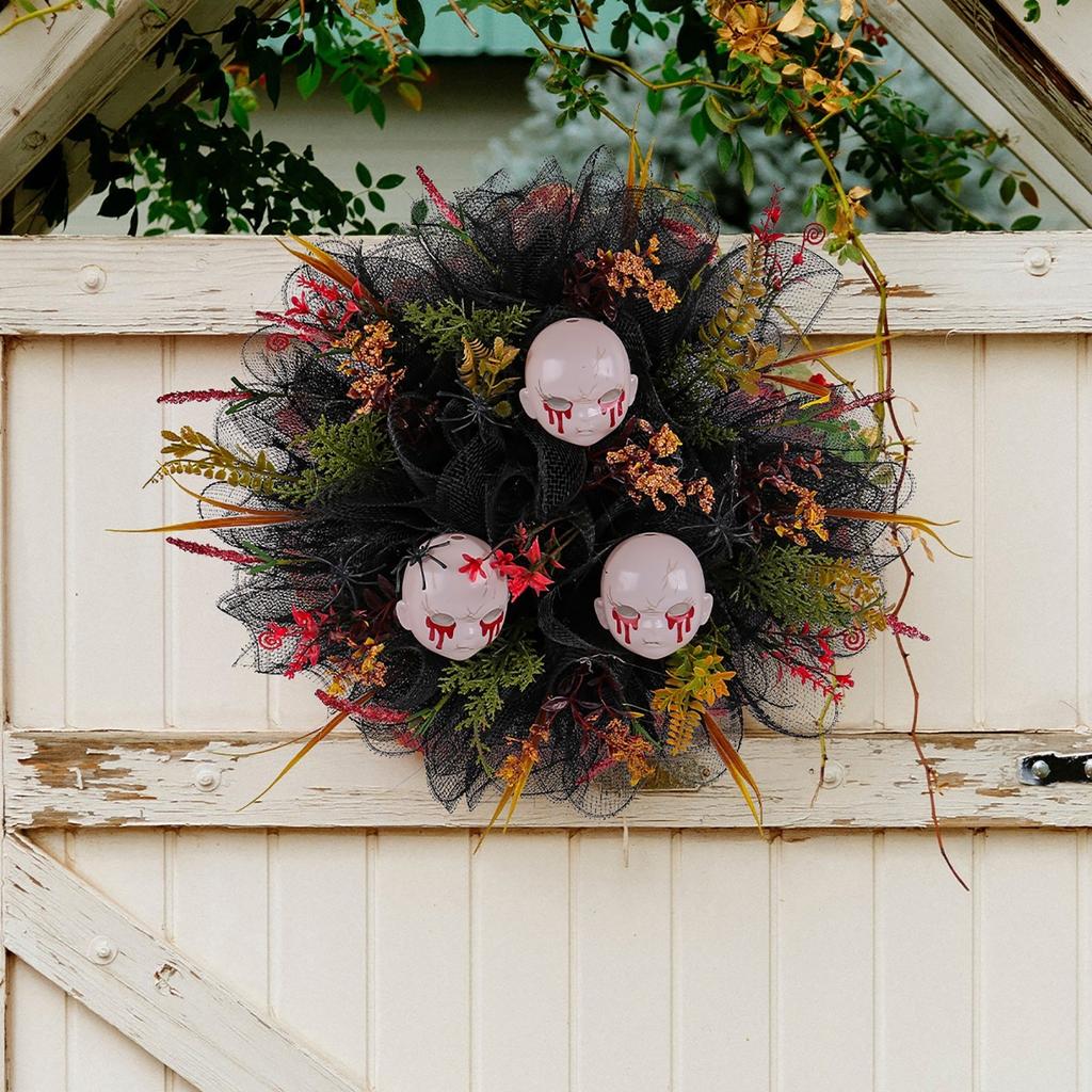 Halloween Skeleton Wreath Decoration Mesh Rose Head