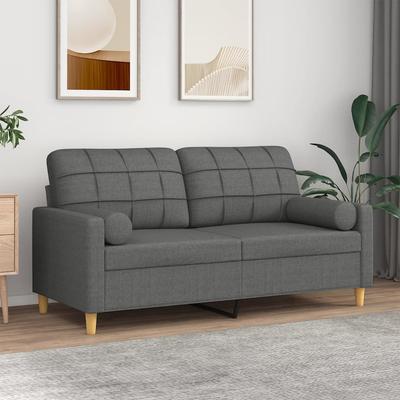 Vidaxl 2-Seater Sofa With Cushions, Dark Gray, 140 Cm, Fabric