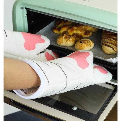 1 ks Roztomilé kreslené bavlněné chňapky s kočičími tlapkami Dlouhé pekařské izolační mikrovlnné rukavice odolné proti teplu Protiskluzové rukavice do kuchyně